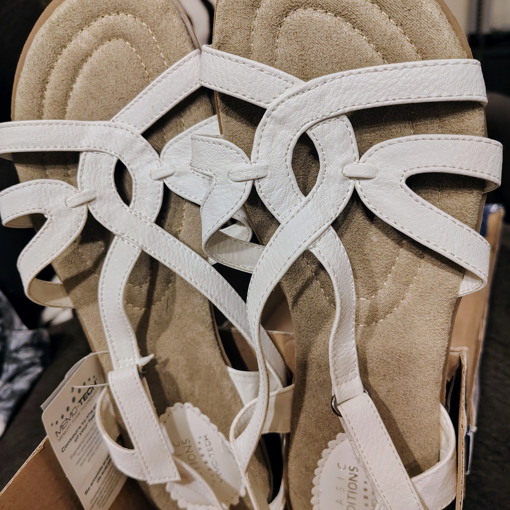 New Directions White Strappy Sandals